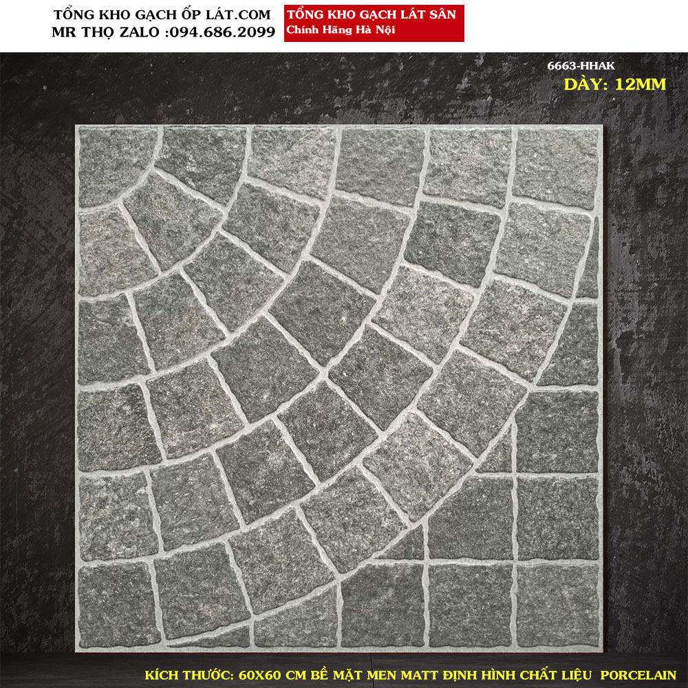 Gạch lát sân chịu lực giả đá cubic 60x60 6663